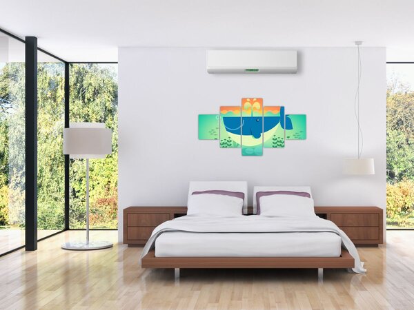 Obraz - Veselá velryba v moři (125x70 cm)