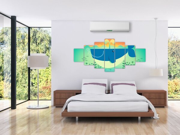 Obraz - Veselá velryba v moři (210x100 cm)