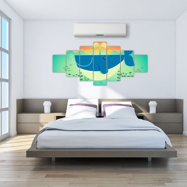 Obraz - Veselá velryba v moři (210x100 cm)
