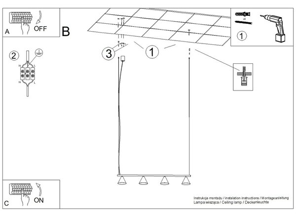 Sollux Lighting Lustr NOX 4L žlutý