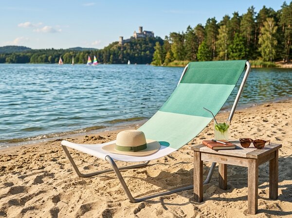 Skládací plážové lehátko SAND, zelené pruhy