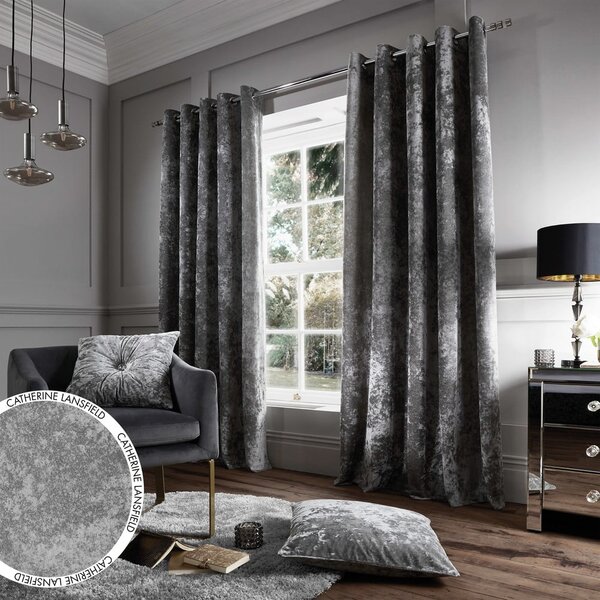 Šedé závěsy v sadě 2 ks 168x229 cm Crushed Velvet – Catherine Lansfield