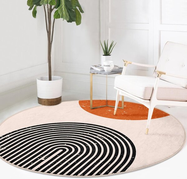 Oranžovo-krémový pratelný kulatý koberec vhodný pro robotické vysavače ø 100 cm Comfort – Mila Home