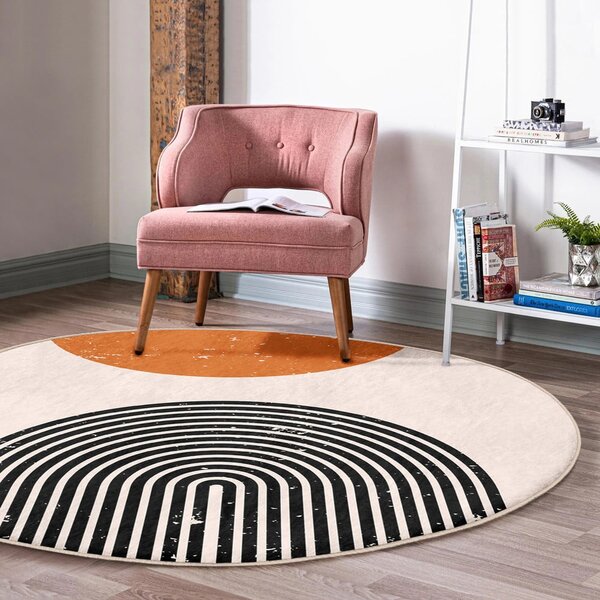 Oranžovo-krémový pratelný kulatý koberec vhodný pro robotické vysavače ø 100 cm Comfort – Mila Home
