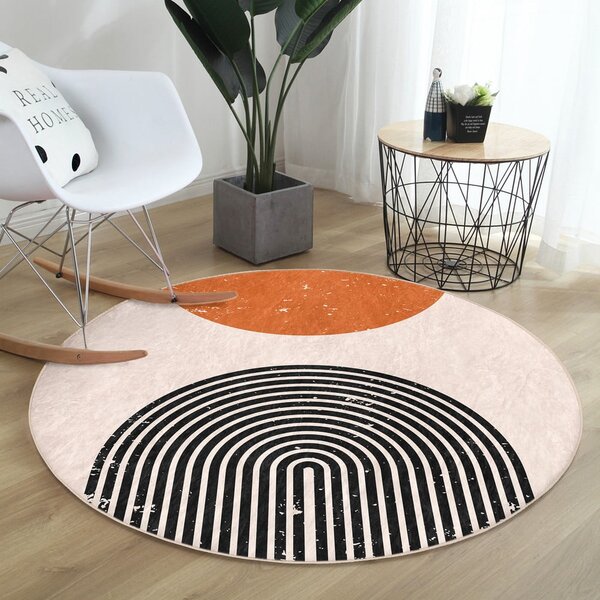 Oranžovo-krémový pratelný kulatý koberec vhodný pro robotické vysavače ø 100 cm Comfort – Mila Home
