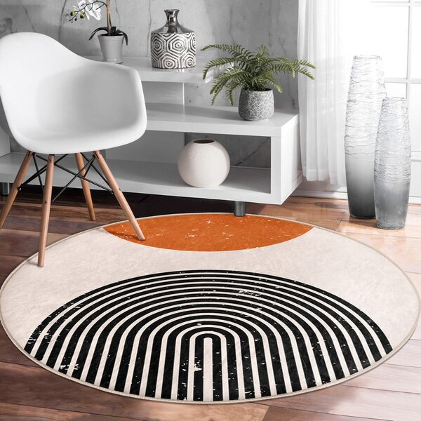 Oranžovo-krémový pratelný kulatý koberec vhodný pro robotické vysavače ø 100 cm Comfort – Mila Home