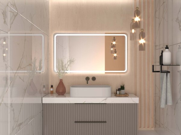 Atypické zrcadlo do koupelny s LED osvětlením A11