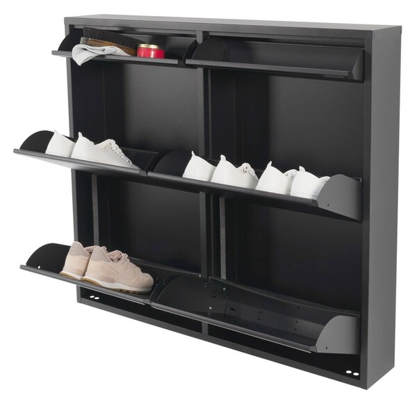 Černý kovový výklopný botník 98x86x15 cm Billy – Spinder Design
