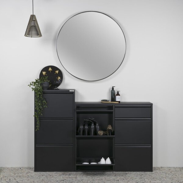 Černý kovový výklopný botník 98x86x15 cm Billy – Spinder Design