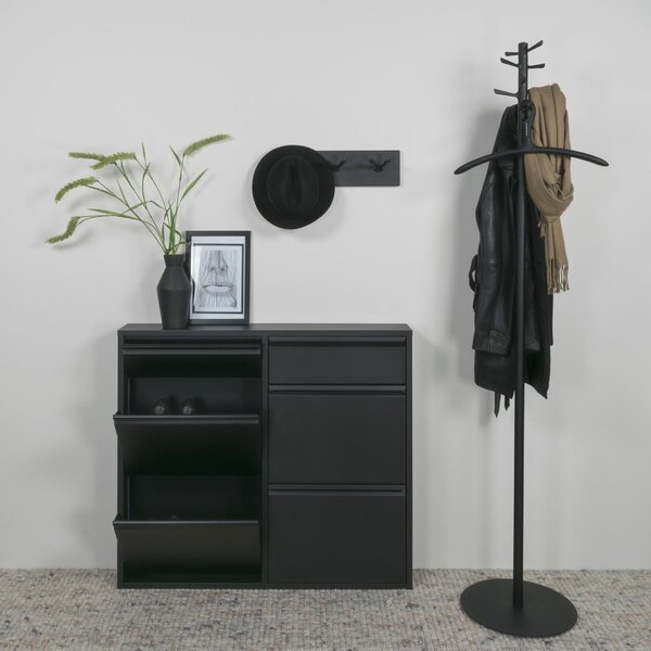 Černý kovový výklopný botník 98x86x15 cm Billy – Spinder Design