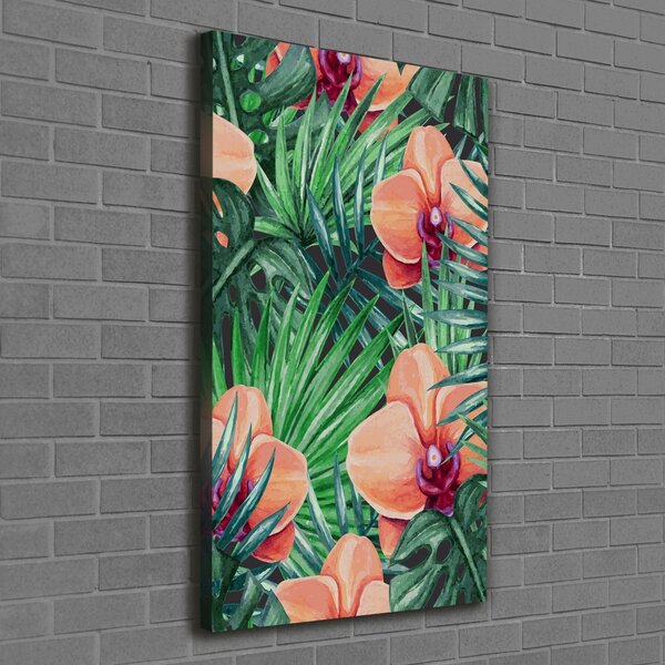 Vertikální Foto obraz na plátně Orchidej a palmy ocv-107940636
