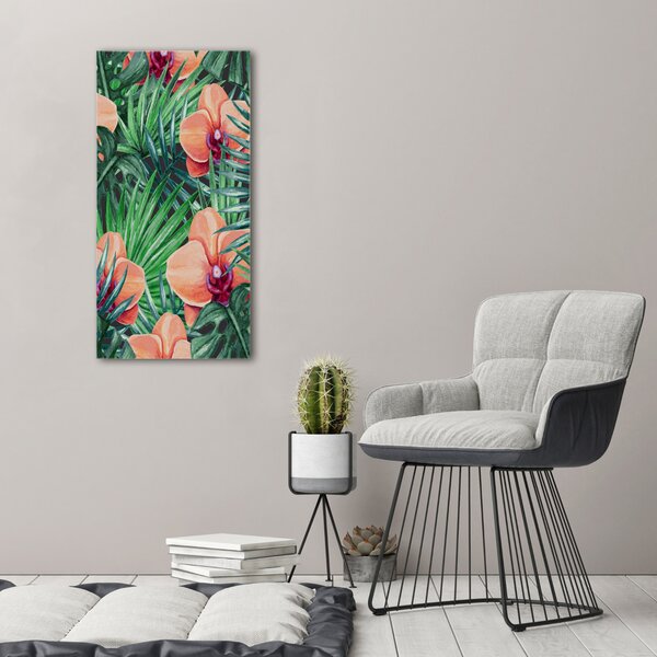 Vertikální Foto obraz na plátně Orchidej a palmy ocv-107940636