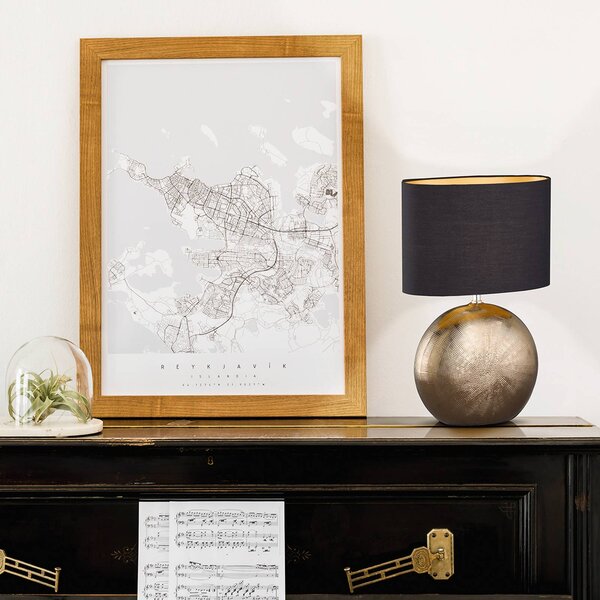 FISCHER & HONSEL Stolní lampa Foro, bronzová/černá, výška 53 cm, Bronz / starožitná mosaz, Obývací pokoj / jídelna, Keramika, Moderní