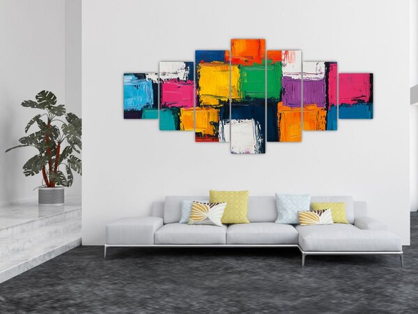 Obraz - Malba barevných čtverců (210x100 cm)