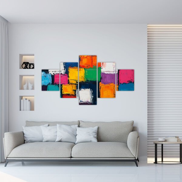 Obraz - Malba barevných čtverců (125x70 cm)