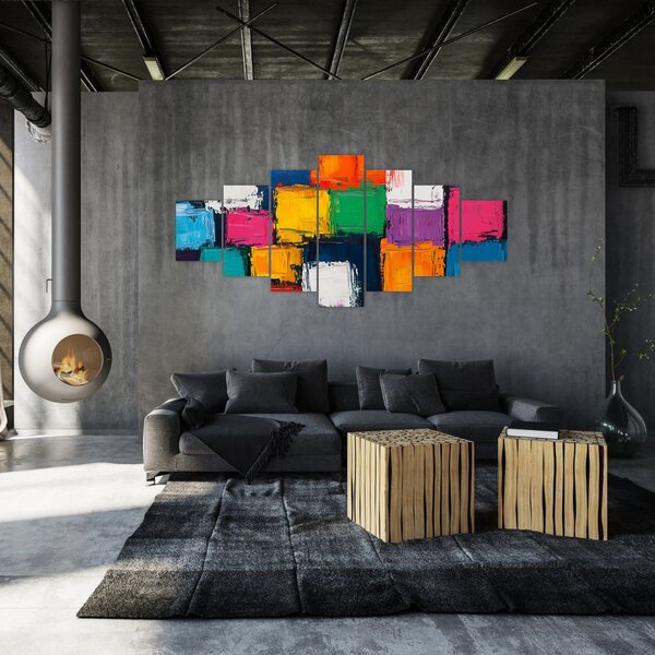 Obraz - Malba barevných čtverců (210x100 cm)