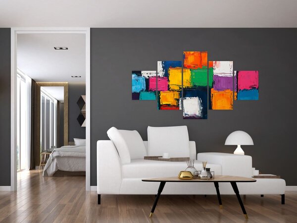 Obraz - Malba barevných čtverců (125x70 cm)
