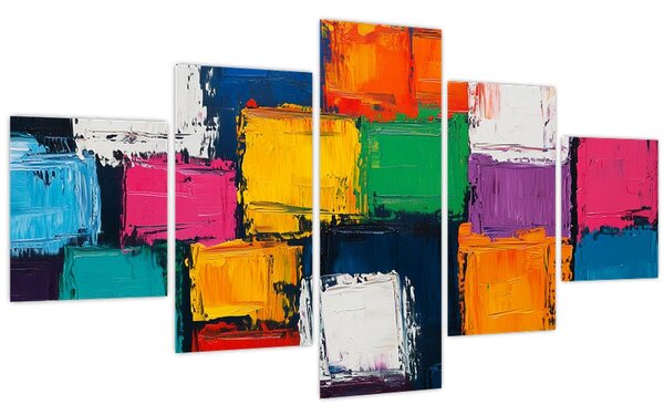 Obraz - Malba barevných čtverců (125x70 cm)