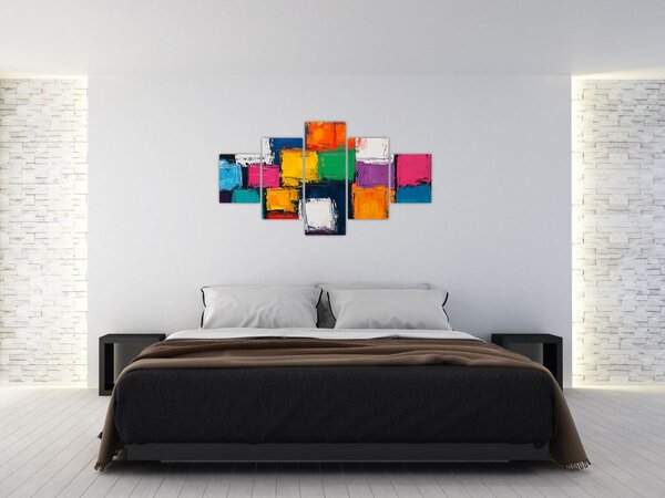 Obraz - Malba barevných čtverců (125x70 cm)