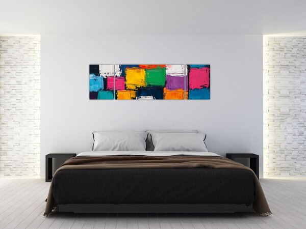 Obraz - Malba barevných čtverců (170x50 cm)