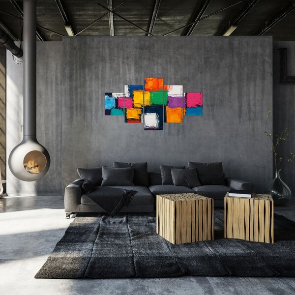 Obraz - Malba barevných čtverců (125x70 cm)
