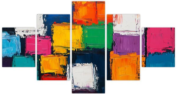 Obraz - Malba barevných čtverců (125x70 cm)