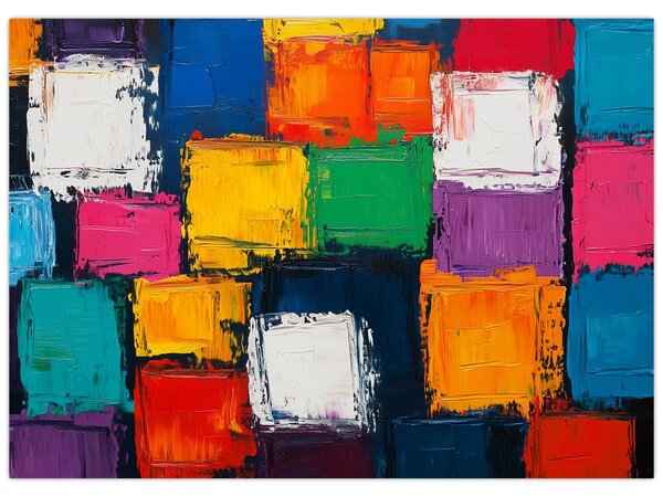 Obraz - Malba barevných čtverců (70x50 cm)