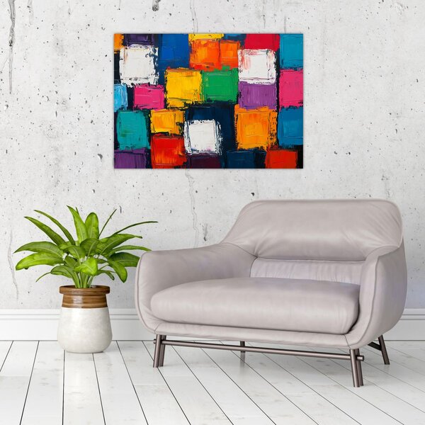 Obraz - Malba barevných čtverců (70x50 cm)