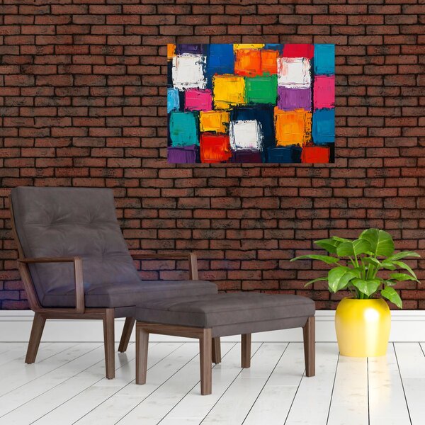 Obraz - Malba barevných čtverců (70x50 cm)