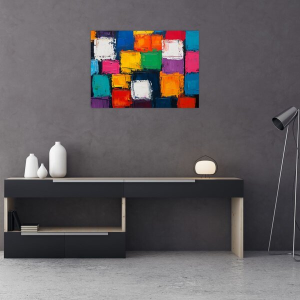 Obraz - Malba barevných čtverců (70x50 cm)