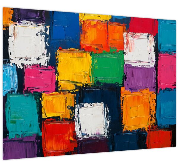 Obraz - Malba barevných čtverců (70x50 cm)