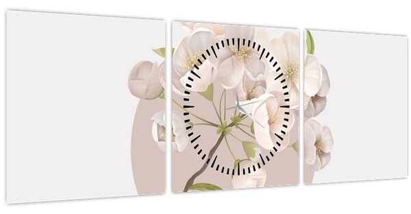 Obraz - Bloom with grace N⁰2 (s hodinami) (90x30 cm)