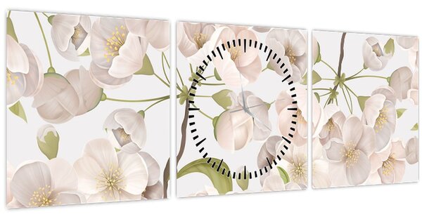 Obraz - Bloom with grace N⁰1 (s hodinami) (90x30 cm)