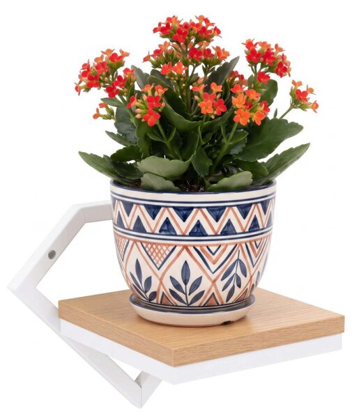 Nástěnná police 25,5x19x19 cm SPRINGOS HF0078 bílo-hnědá