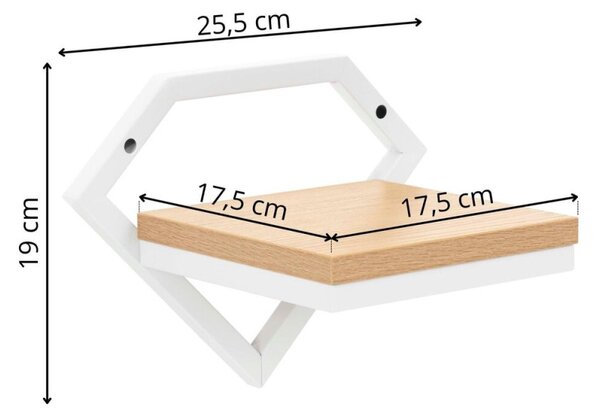 Nástěnná police 25,5x19x19 cm SPRINGOS HF0078 bílo-hnědá