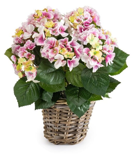 Umělá květina Hortenzie růžová v květináči, 45cm