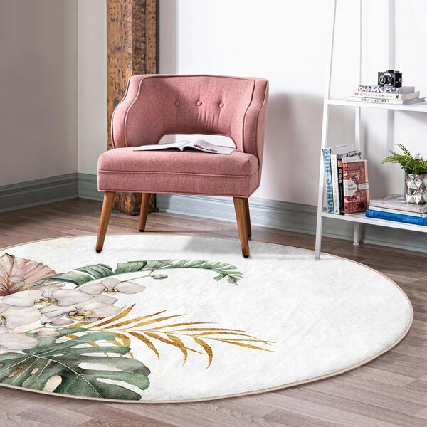Krémový pratelný kulatý koberec vhodný pro robotické vysavače ø 100 cm Comfort – Mila Home