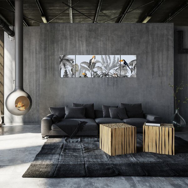 Obraz - Ilustrovaná džungle (170x50 cm)
