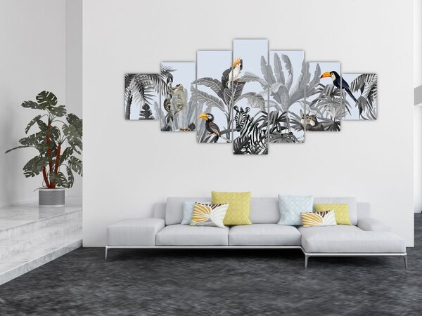 Obraz - Ilustrovaná džungle (210x100 cm)
