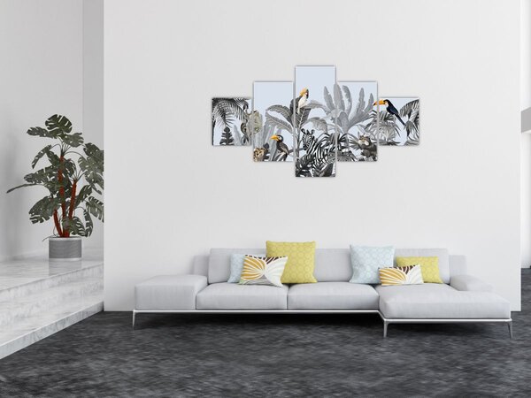 Obraz - Ilustrovaná džungle (125x70 cm)