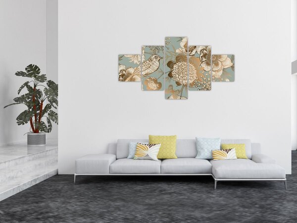 Obraz - Zahrada s ptáčkem (125x70 cm)