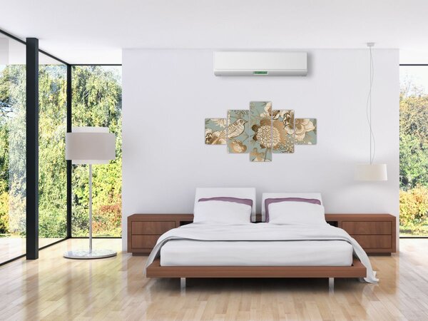 Obraz - Zahrada s ptáčkem (125x70 cm)