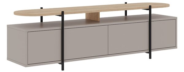 Šedo-béžový TV stolek v dekoru dubu 160x48 cm Hinoa – Marckeric