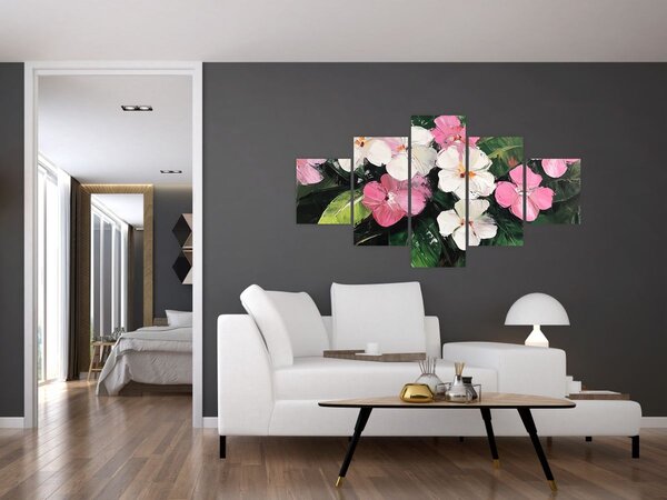 Obraz - Růžové a bílé květy (125x70 cm)
