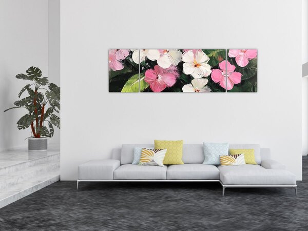 Obraz - Růžové a bílé květy (170x50 cm)