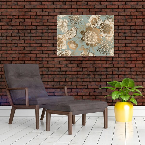 Obraz - Zahrada s ptáčkem (70x50 cm)