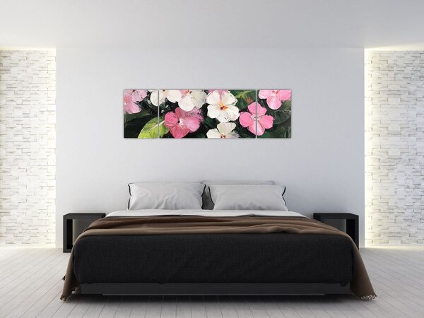Obraz - Růžové a bílé květy (170x50 cm)