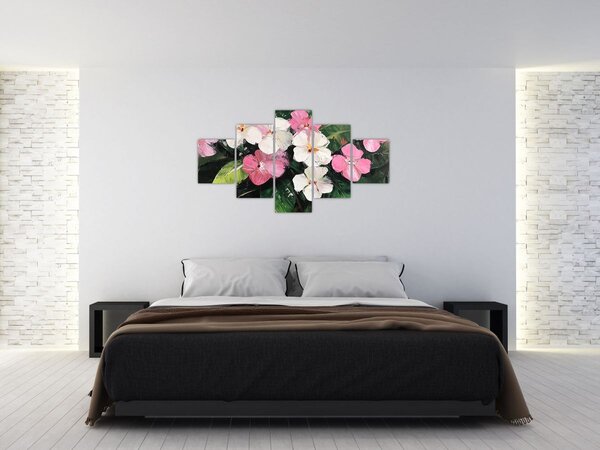 Obraz - Růžové a bílé květy (125x70 cm)