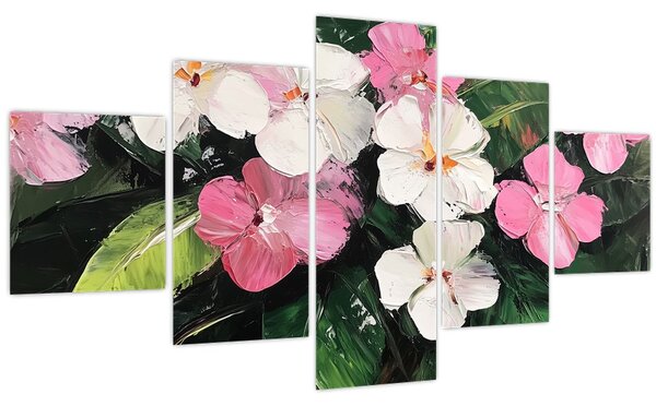 Obraz - Růžové a bílé květy (125x70 cm)
