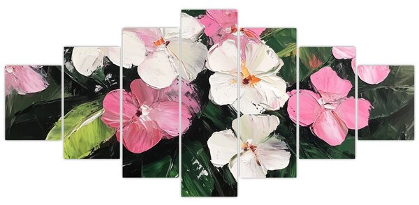 Obraz - Růžové a bílé květy (210x100 cm)